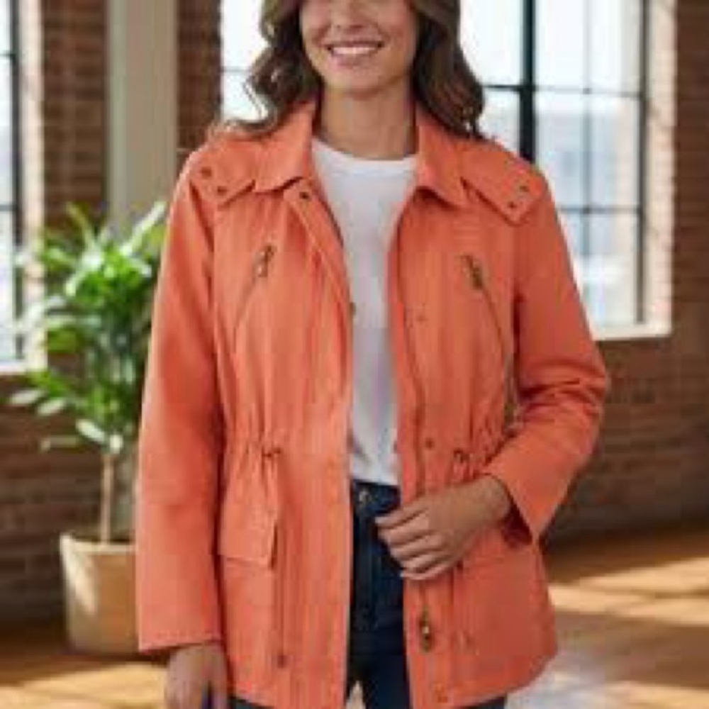 SLIGHTLY USED SIZE 1X Liz & Co. Women's Orange Utility Jacket